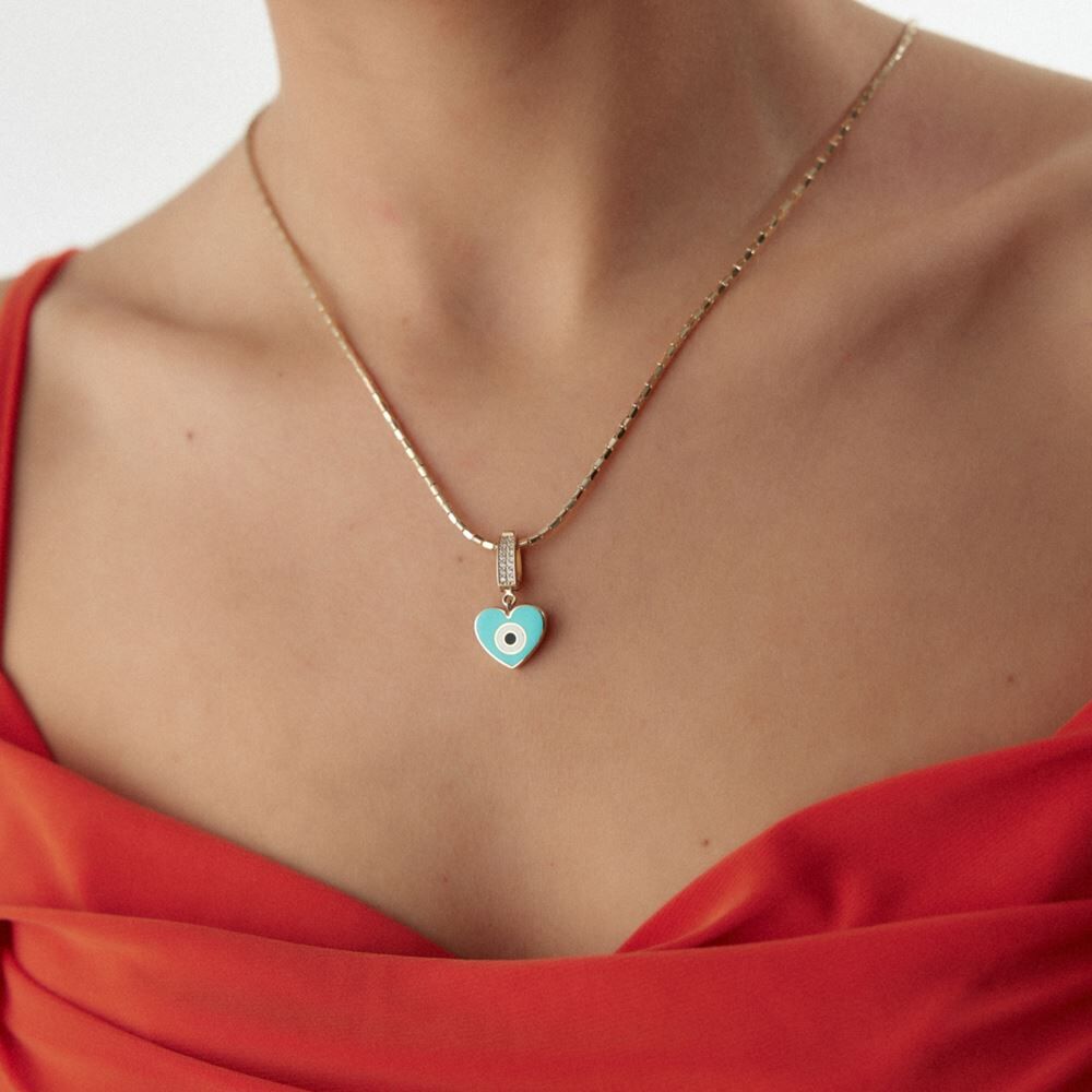 Kalp Göz Turkuaz Charm